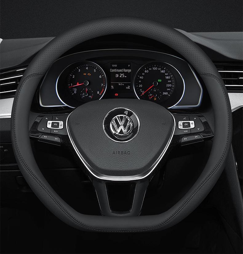 VW Steering Wheel Covers Compatible with Lavida, Sagitar, T-Roc, Polo, Tayron X, Magotan, Tiguan L, Bora, Lamando - Fits New & Old Models.