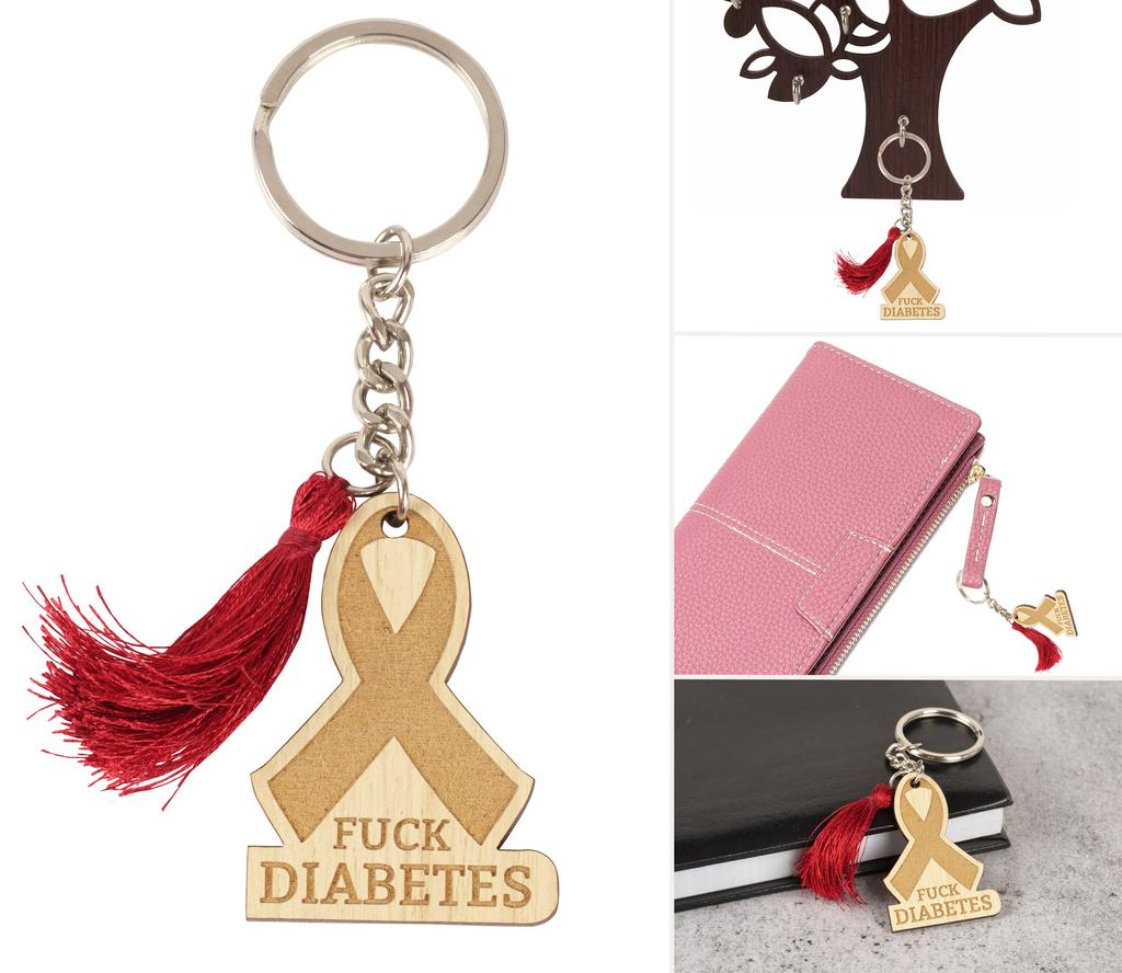 Inkdotpot Забавный брелок Fcuk Diabetes Брелок с гравировкой из дерева Забавный саркастический новинка для взрослых