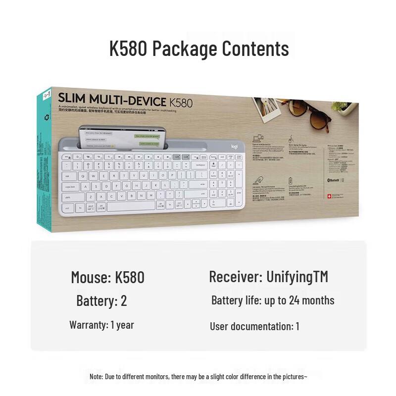 Logitech K580 Беспроводная Bluetooth Ультратонкая Бесшумная Клавиатура для Нескольких Устройств