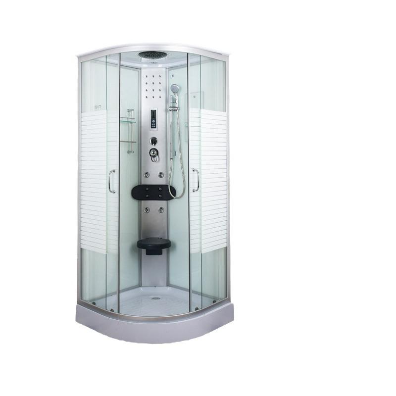 Arc Shower Glass Door with Integrated Bathroom and Toilet for Wet/Dry Separation.