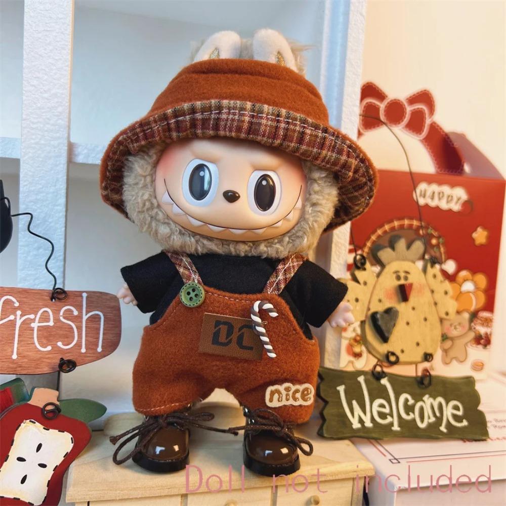 Только одежда для 15-17 см Лабубу Мини Аксессуары Одежда Одежда Набор кукол Сидящий Вечеринка Шарф Шляпа Сумка Милое украшение Подарок