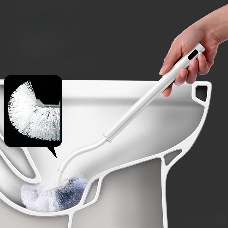 Japanese-Style Wall-Mounted Toilet Brush Set with Long Handle