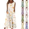 Women's Casual Printed Dresses Round Neck Basic Classic Outdoor Daily Sleeveless Loose Dresses