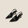 Hong Kong franchise store has the same light luxury black high heels for women to wear high-end pointed back empty sandals, Dijiao single shoes.