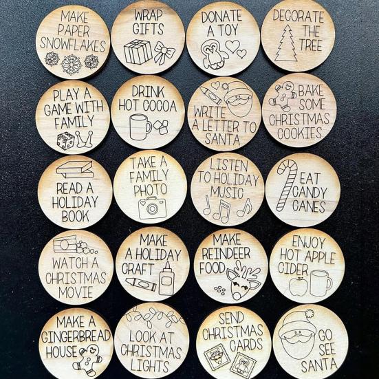 20 шт./компл. жетоны обратного отсчета на Рождество «Что делать» с буквенным принтом праздничное украшение Рождественский пришествие деревянные монеты комплект дисков