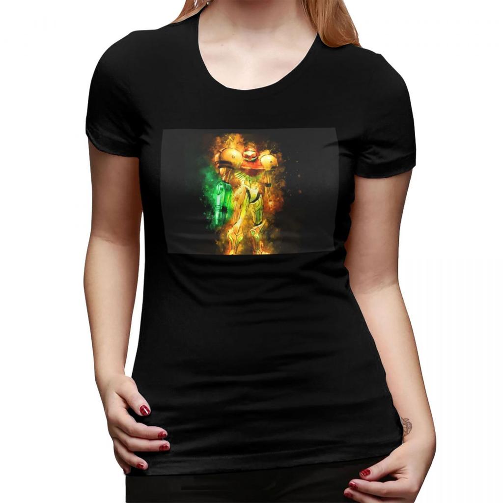 Metroid Samus Aran Prime Hunter TShirt for Women ONeck Streetwear T Shirts Womens Short Sleeve Summer Clothes Tops