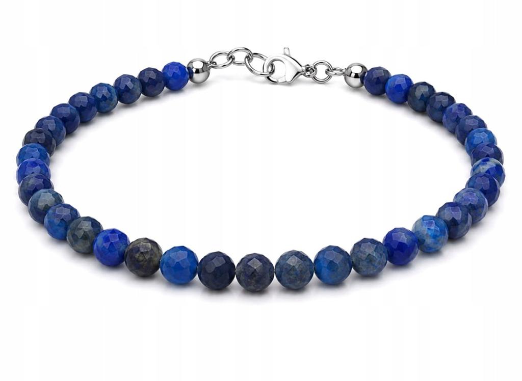 Blue Silver Lapis Lazuli Natural Stone Bracelet 925 Silver