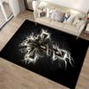 Glowing Cross with Lightning Design Rug - Non-slip rug suitable for living room and bedroom sofas.