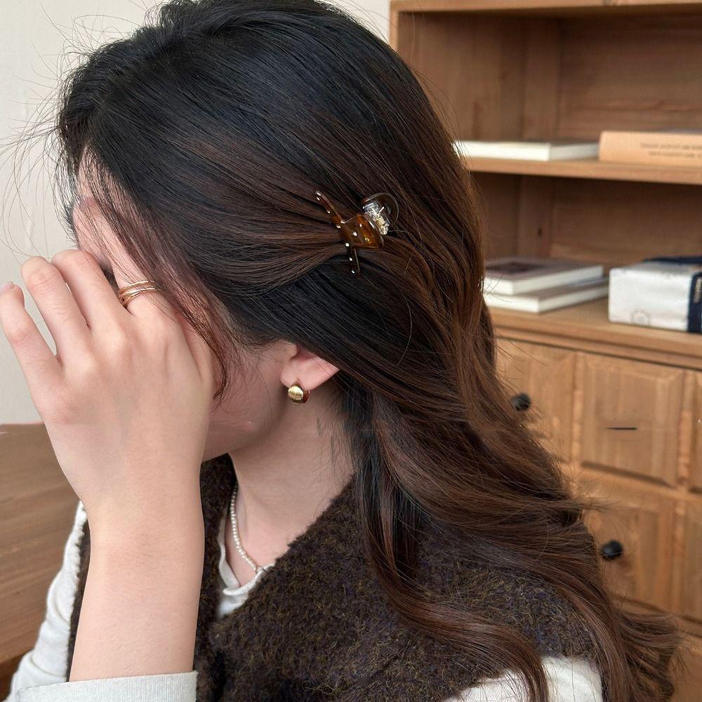 Acetic Acid Colorful Rhinestone Hair Clip Crystal Small Grab Clip Acetate Hairpin Female