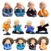 3/4Pcs Resin Crafts Gift Lovely Little Monk Sculptures Cute Monks Buddha Statues Creative Buddha Dolls Table Car Decoration