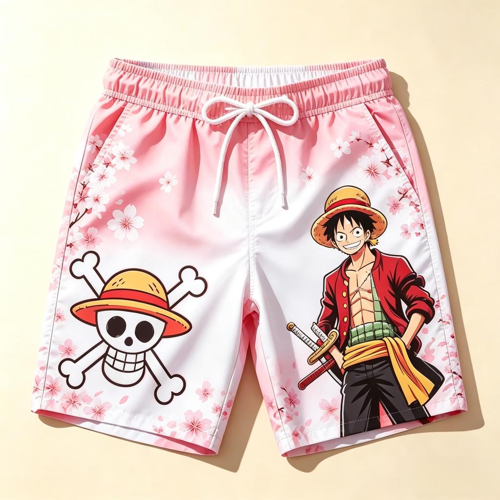 Аниме One Piece Пляжные шорты Мужские Люффи Плавки Board Shorts Летние Повседневные Для серфинга Купальные шорты Мальчики Манга Стритвир Купальники