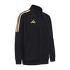 Adidas Jackets Unisex Black With Gold Stripes Stand Collar Moderate