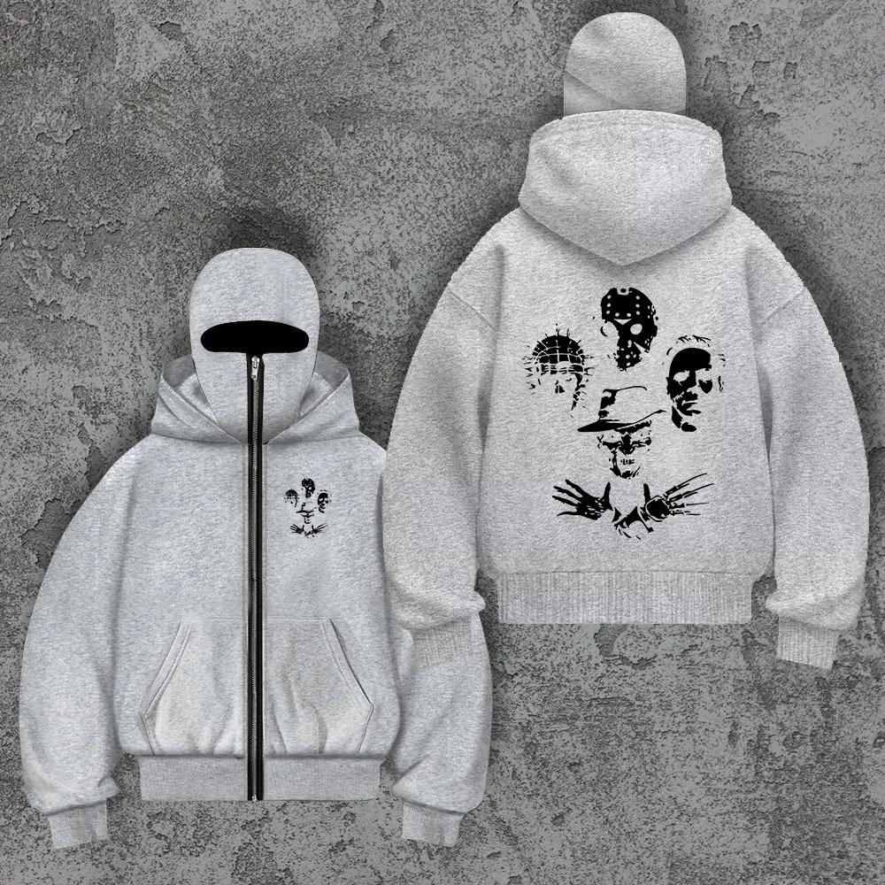 Трендовый бренд Бархатный двойной капюшон Уникальный дизайн Толстовка с капюшоном для осени и зимы, Новая унисекс свободная толстовка Y2K