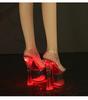 Новые туфли для ночного клуба на толстом каблуке, светящиеся туфли, женская обувь, туфли для подиума, туфли для танцев на шесте, босоножки со кристальной подошвой LFD-10367-Q1