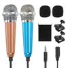 Uxcell Mini Microphone with Sponge Cover and Drawstring Portable for Voice Video and Singing 2-Piece Holder, Bag, Karaoke, Recording, (Blue/Gold)