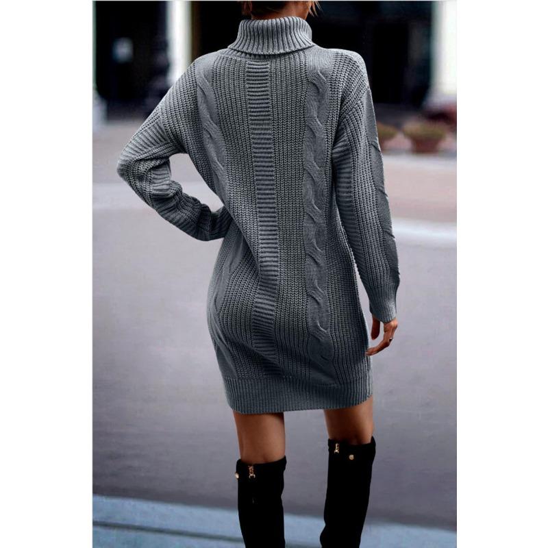 YYFS Женская мода повседневная осень-зима однотонный принт длинный рукав высокий ворот свитера