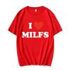 Модные Унисекс Футболки с Принтом I Love MILFS I Heart Hot Moms Мужские Женские Оверсайз Повседневная Футболка Харадзюку Футболка Стритвир