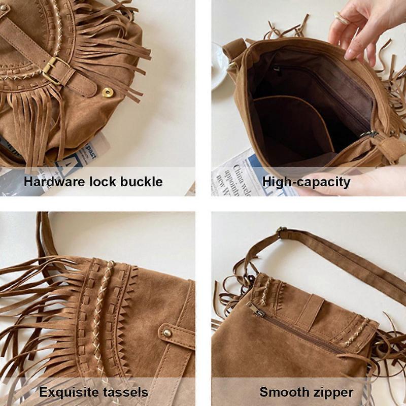 Imitation suede women's bag - camel