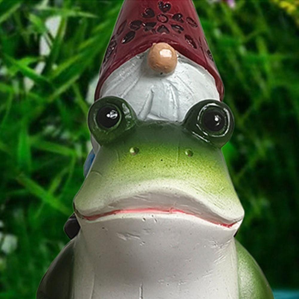 Cartoon Garden Gnomes Figurine Funny Dwarf Sculpture Creative Gnome Riding Frog Statue  Home