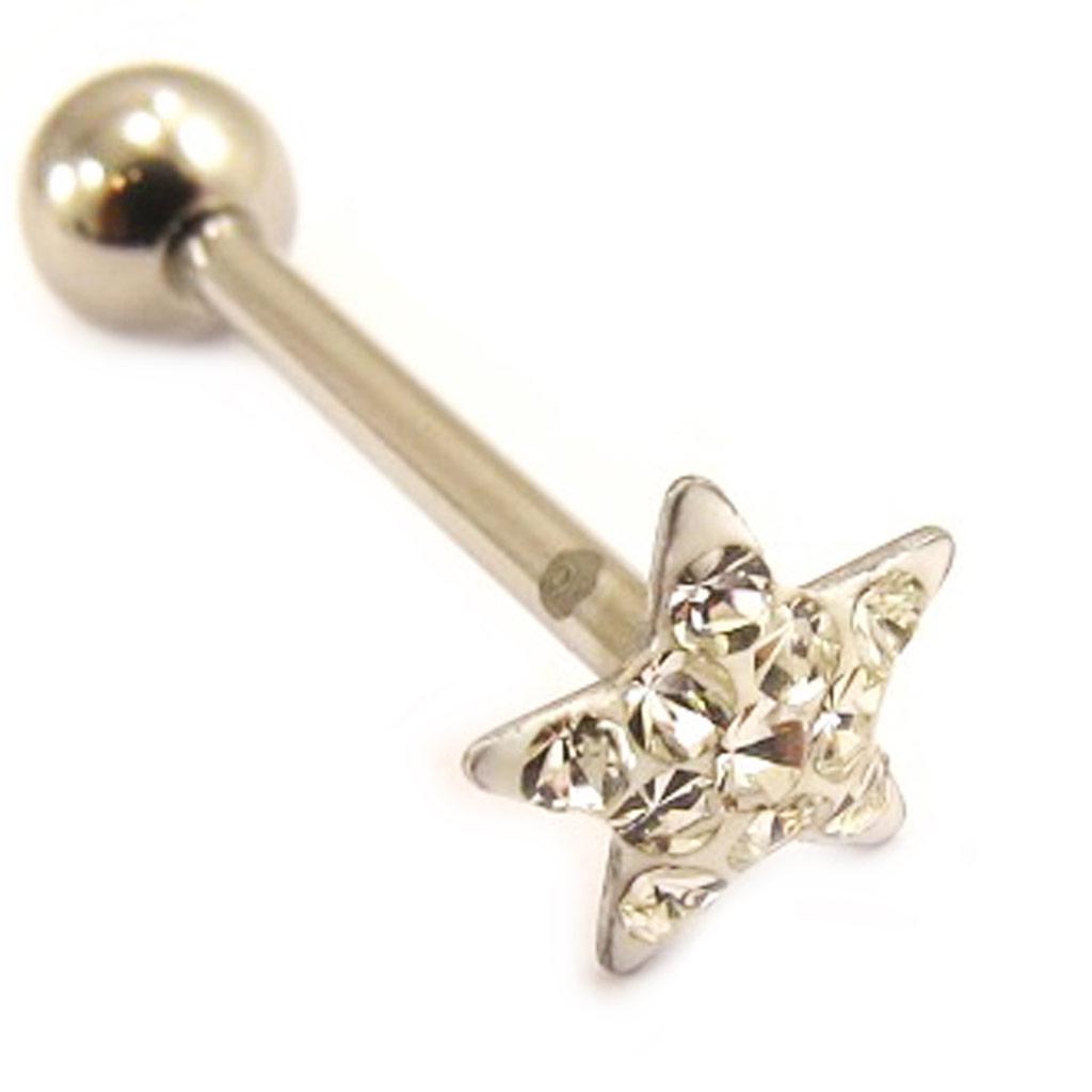 Les Trésors De Lily [L4503] - White 'Star' Steel Barbell