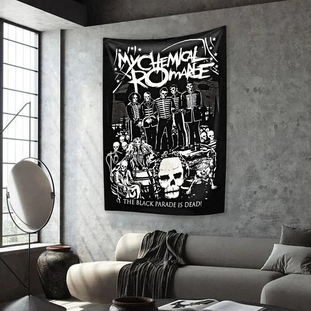 Панк Музыка Группа Гобелен My Chemical Romances Украшение для дома Спальня Общежитие Настенный Декор Фоновая ткань Концертный Декор