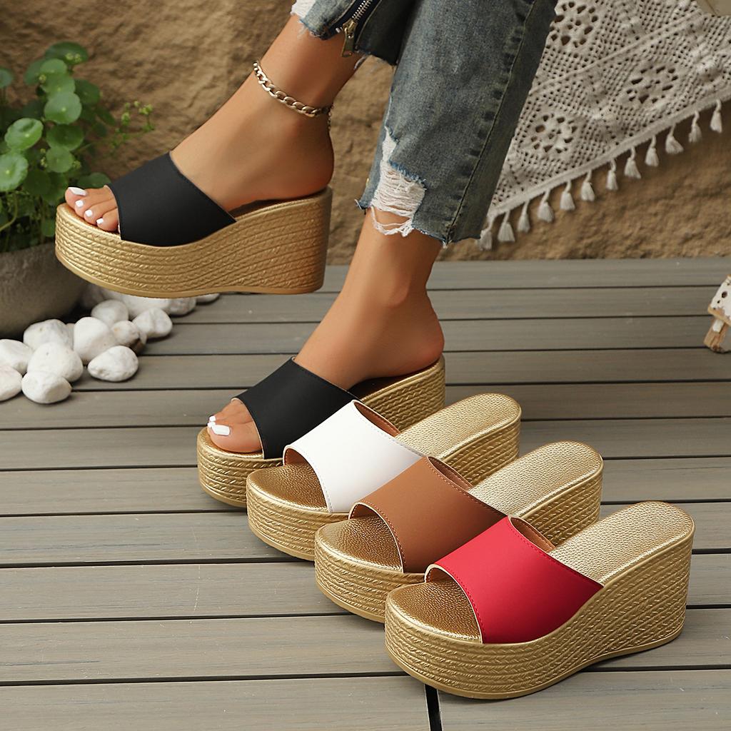 Fashion Wedges Slippers Women 2025 New Summer Sandals Roman Fashion Sandals Bottom Casual Comfortable Beach Shoes Women Slides Women