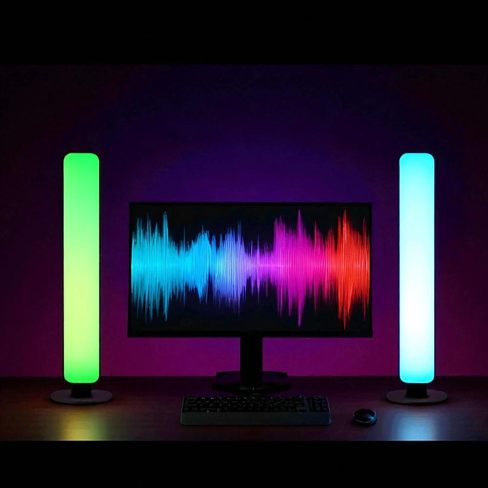 RGB Pickup Light Music Rhythm Lights Upgraded USB Rechargeable Model Christmas Decoration Desktop RGB Light Bar Music Rhythm