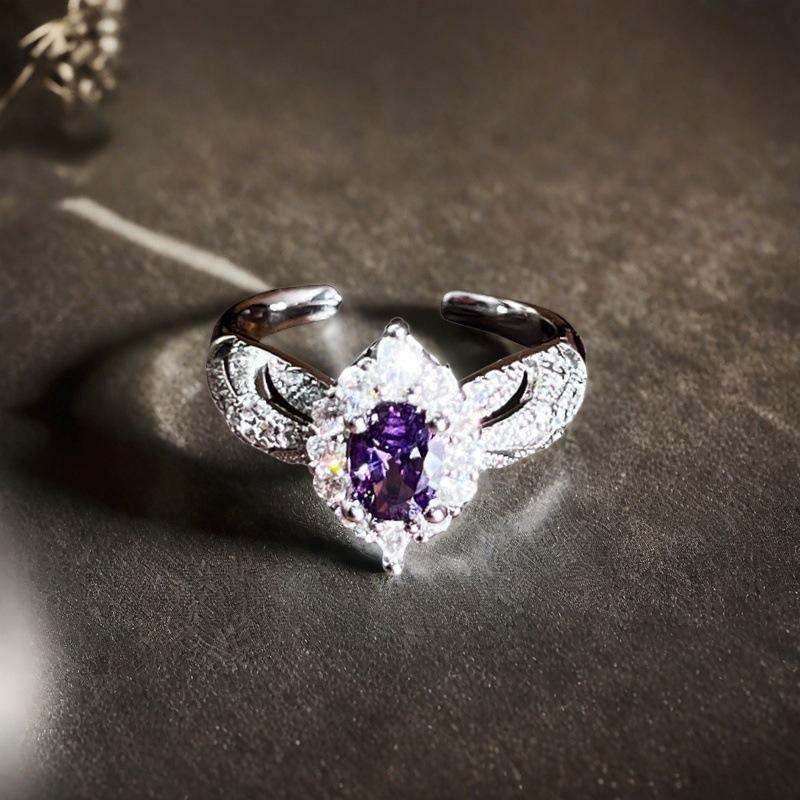 Новый Уникальный Дизайн Цветное Фиолетовое Сокровище Полностью Алмазный Zir*****Кольцо-Ручка Подсолнух Супер Блеск Высококлассное Кольцо Легкой Роскоши