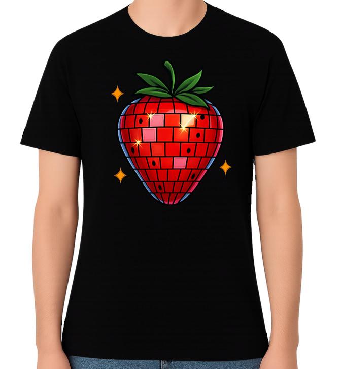 Disco Strawberry Sparkle Fruit Graphic Cute Unisex T-Shirt