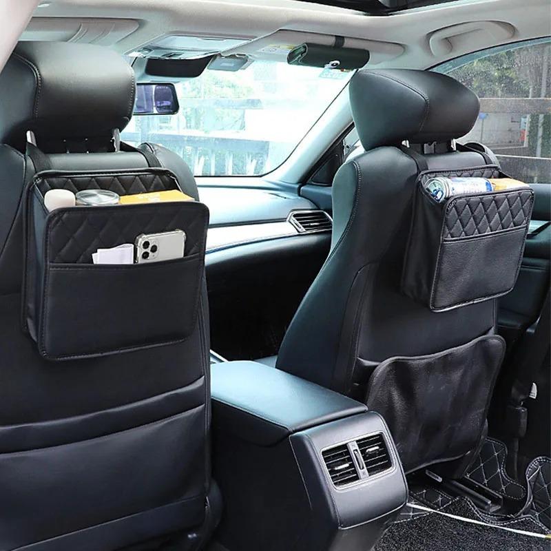 Органайзер-протектор на спинку заднего сиденья автомобиля из искусственной кожи с подвесной сумкой для хранения - Решение для организации салона автомобиля