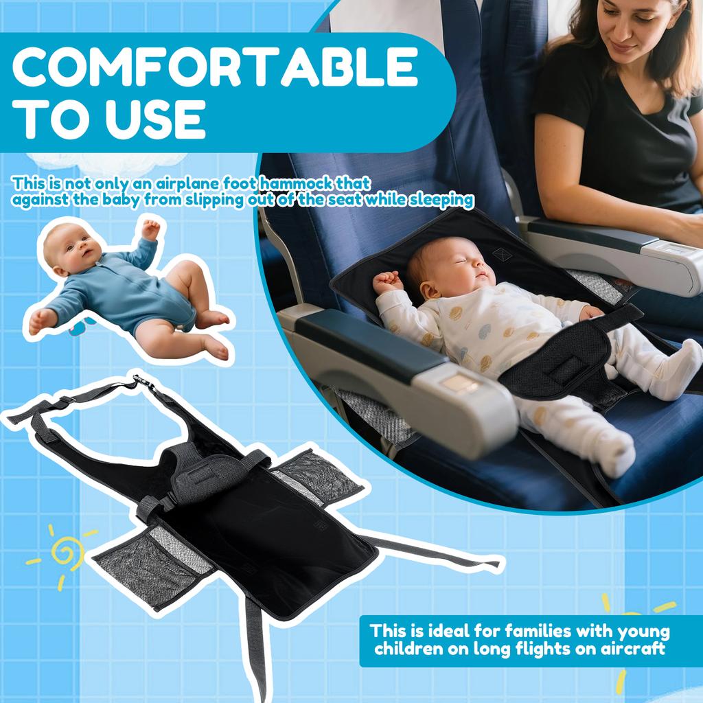 Детская кровать для самолета Полиэстер Портативный Удлинитель сиденья для самолета для малышей с боковым сетчатым карманом Удобный Складной Детский Воздушный Гамак