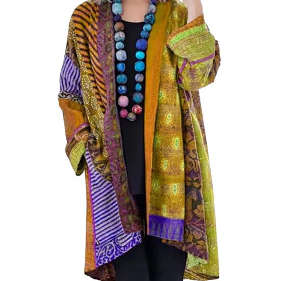 Женское пальто с карманами, цветной принт, кардиган с длинными рукавами, в стиле ретро и этническом стиле, свободная куртка средней длины на весну и осень