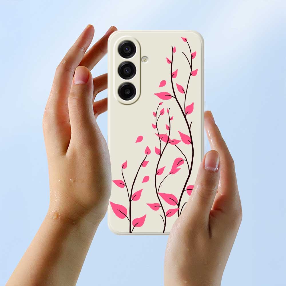 For Samsung Galaxy A17 5G Case Red Leaves Pattern Printing Straight Edge TPU Phone Back Cover