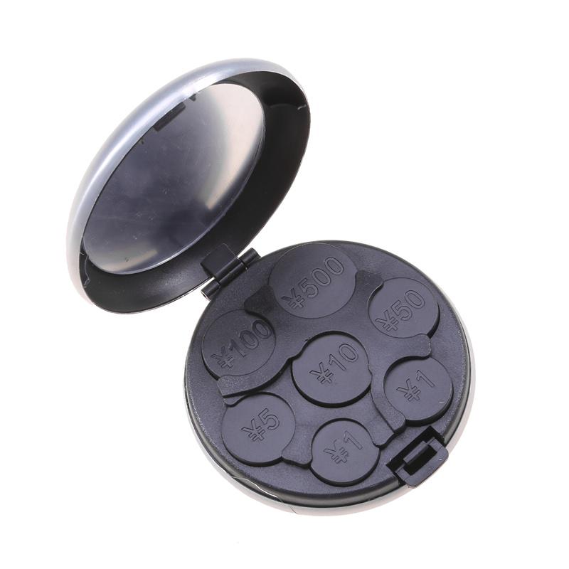 1PC Portable Round Compact Coin Dispenser Case Handheld Aluminum Change Coin Holder Organizer Round Aluminum Coin Holder