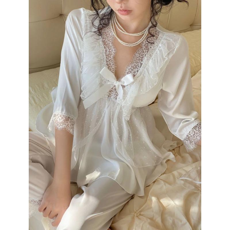 Женский пижамный комплект из 2 предметов в стиле французского дворца, пижамный костюм принцессы, весенне-летний комплект с короткими рукавами, домашняя одежда для отдыха