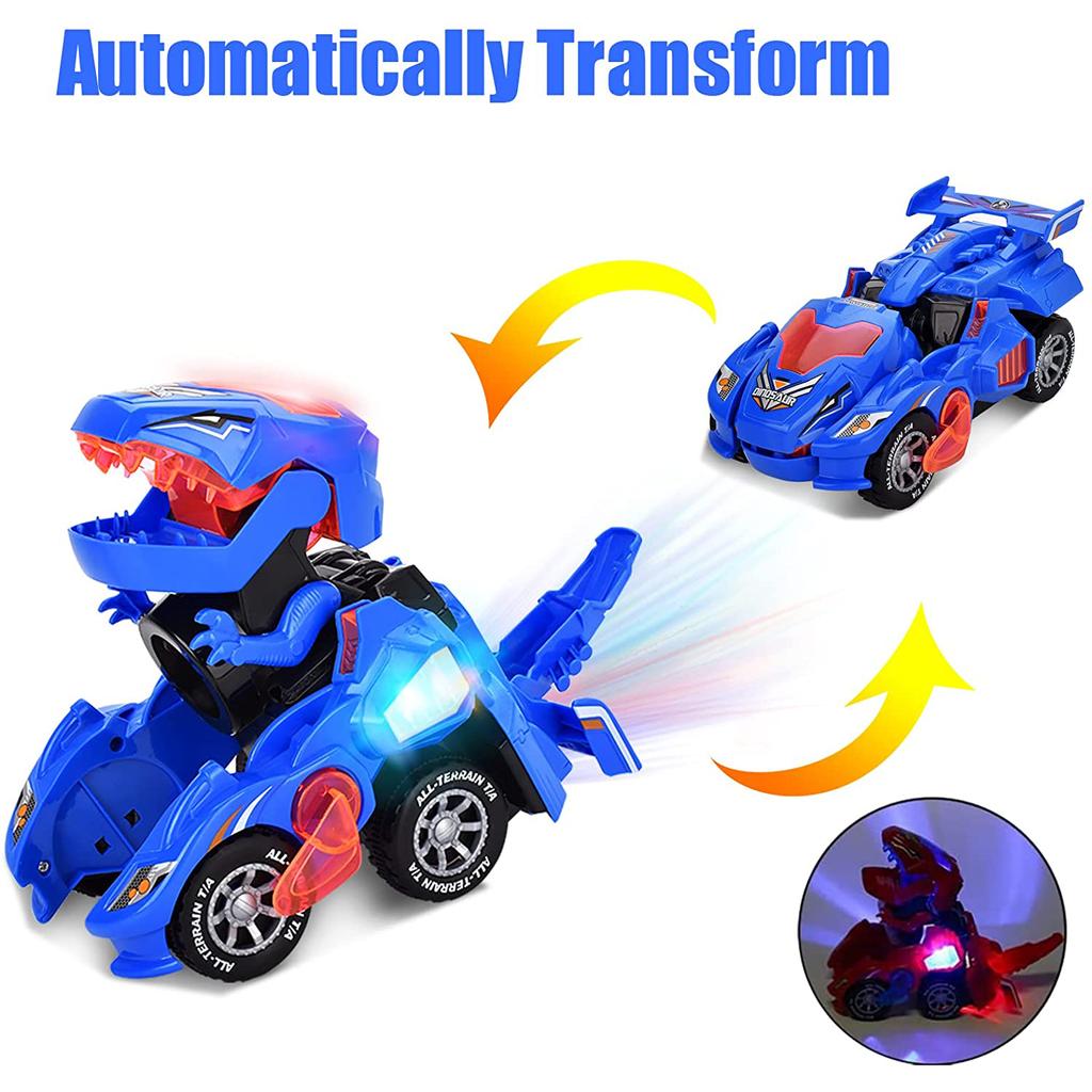 2 в 1 игрушки-трансформеры динозавров автоматическая игрушка-трансформер динозавров со светодиодной подсветкой и музыкой игрушечный электромобиль автомобиль для детей от 2 лет подарок детям