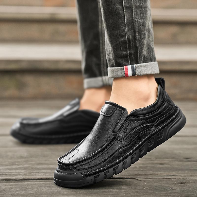 Мужская кожаная обувь ручной работы, мокасины, повседневные удобные мужские лоферы, кожаные туфли без застежек, мужская обувь на плоской подошве, распродажа, прогулочная обувь