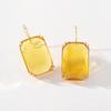 Pinkdudu Fashion Color Rhinestone Stud Earrings Simple Alloy Square Glass Earrings for Women Jewelry Gifts PD685