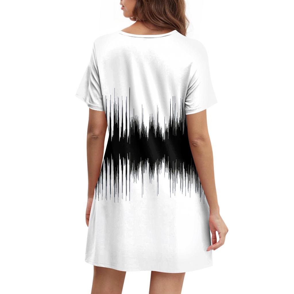 Женские летние повседневные платья с круглым вырезом, плиссированные, с карманами, с принтом, с коротким рукавом