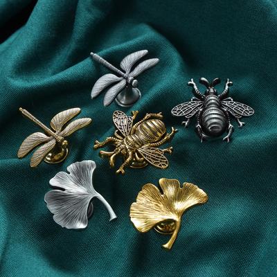 Ручка для мебели в стиле ретро, антикварные ручки золотого и серебряного цвета для шкафов и ящиков, ручки для ящиков из цинкового сплава, ручки для шкафа в виде пчелиного листа