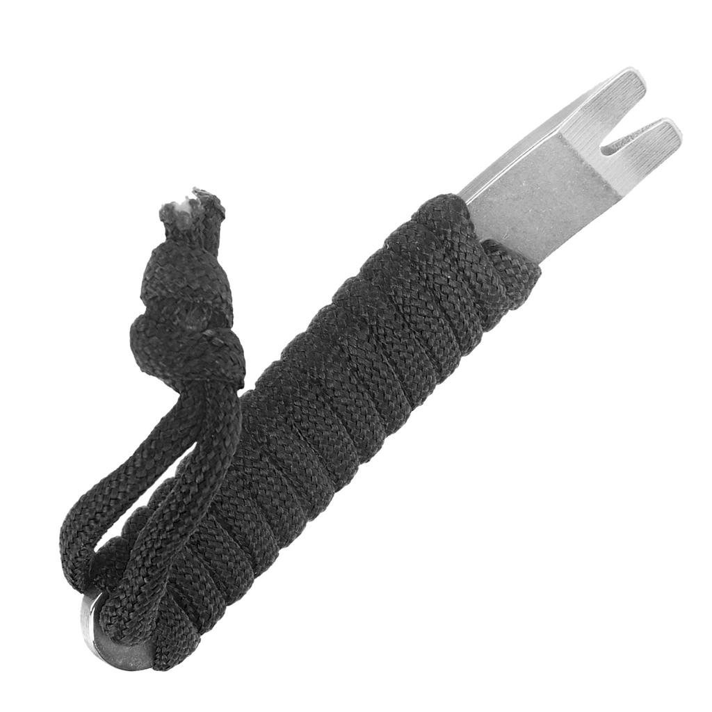 Stainless Steel Pocket Pry Bar with Paracord MultiPurpose Mini Crowbar Crank Scraper(Black )