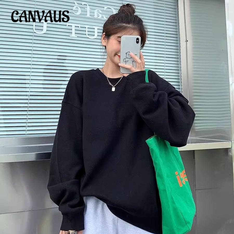 Осенне-зимний круглый вырез большого размера свободный женский парный свитер с длинным рукавом с подкладкой