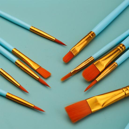 10 шт. кисти для рисования с длинной ручкой, мягкая щетина, сильная впитываемость, акварель, круглые заостренные многофункциональные кисти для рисования, набор кистей для художников