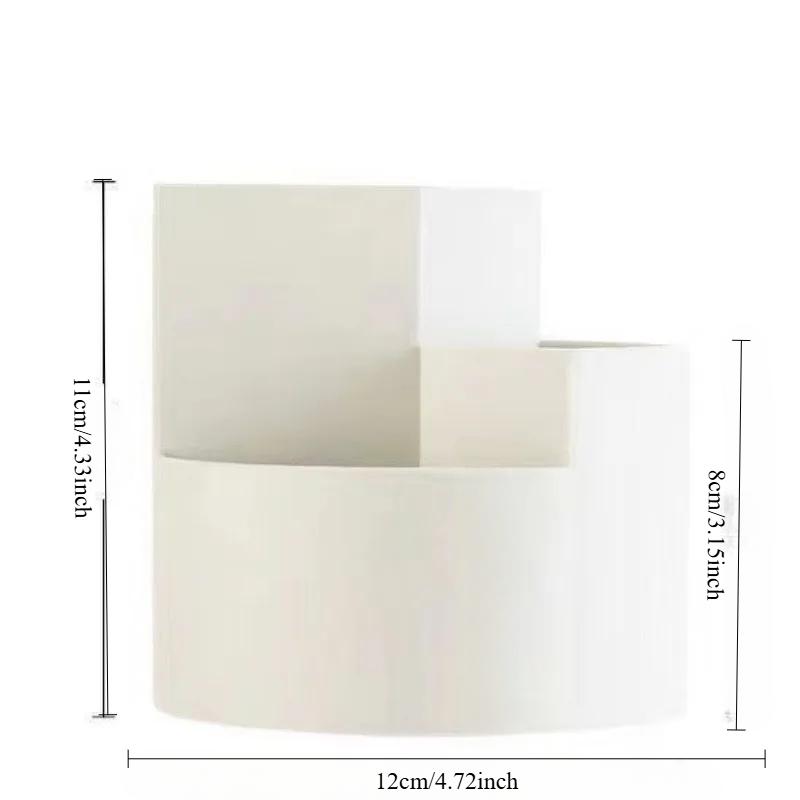 Вращающийся держатель для ручек, ящик для хранения карандашей, настольный офисный канцелярский многофункциональный органайзер для кистей для макияжа