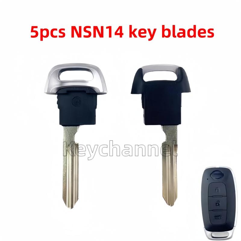 5pcs Car Smart Key Blank NSN14 Emergency Key Blade KR5TXPZ1 Proximity Keyless Blade Head for Nissan Versa Pathfinder Rogue Kicks