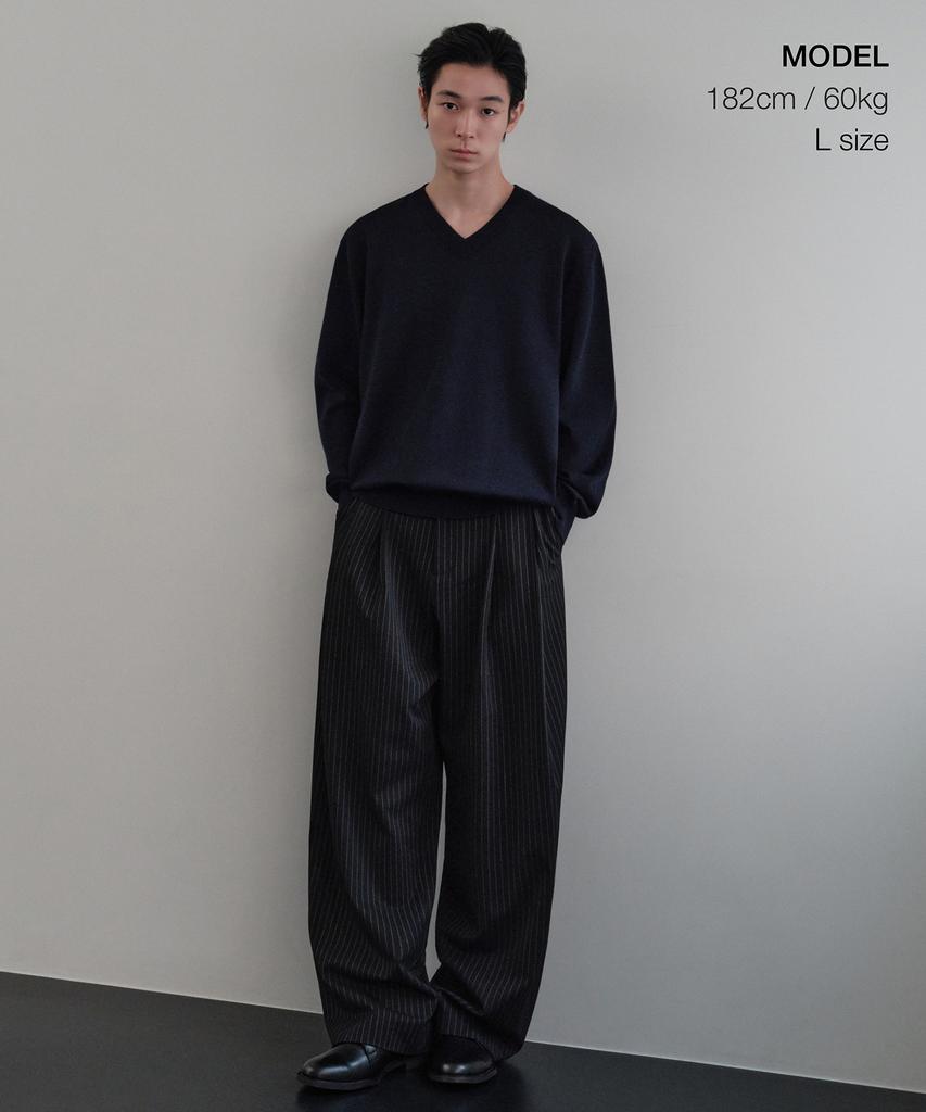 MUSINSA STANDARD Washable Supima Cotton V-Neck Knit [Navy]