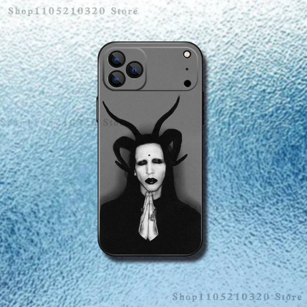Чехол для телефона M-Marilyn M-Manson для iPhone 17,16,15,14,13,12,11,Pro Max,XSX,,XR,SE,Mini,8,7, Мягкий силиконовый черный чехол