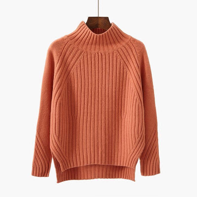 Женский свитер с высоким воротом, осенне-зимний пуловер, свободный вязаный свитер, корейская версия, черная базовая рубашка с длинными рукавами
