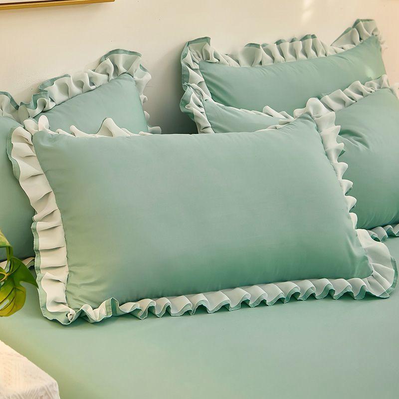 Pillowcase Pillowcase Pair 48 * 74cm Household Machine Washable Korean Lace Pillow Core Cover