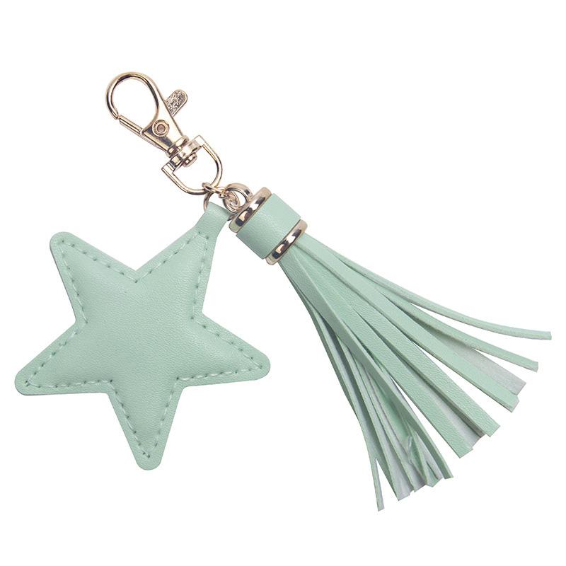 1PC Lobster Clasp Star Keyring Tassel Keychain Bag Pendant PU Leather Key Ring Women Girl